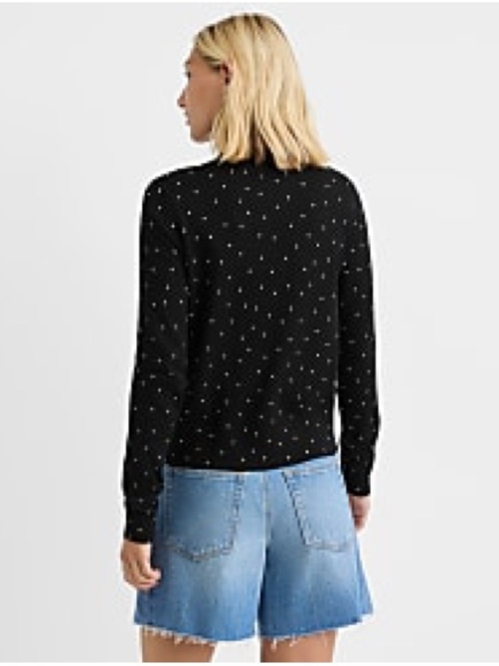 LOFT Navy Polka Dot Button-Down Cardigan - Picture 2 of 6